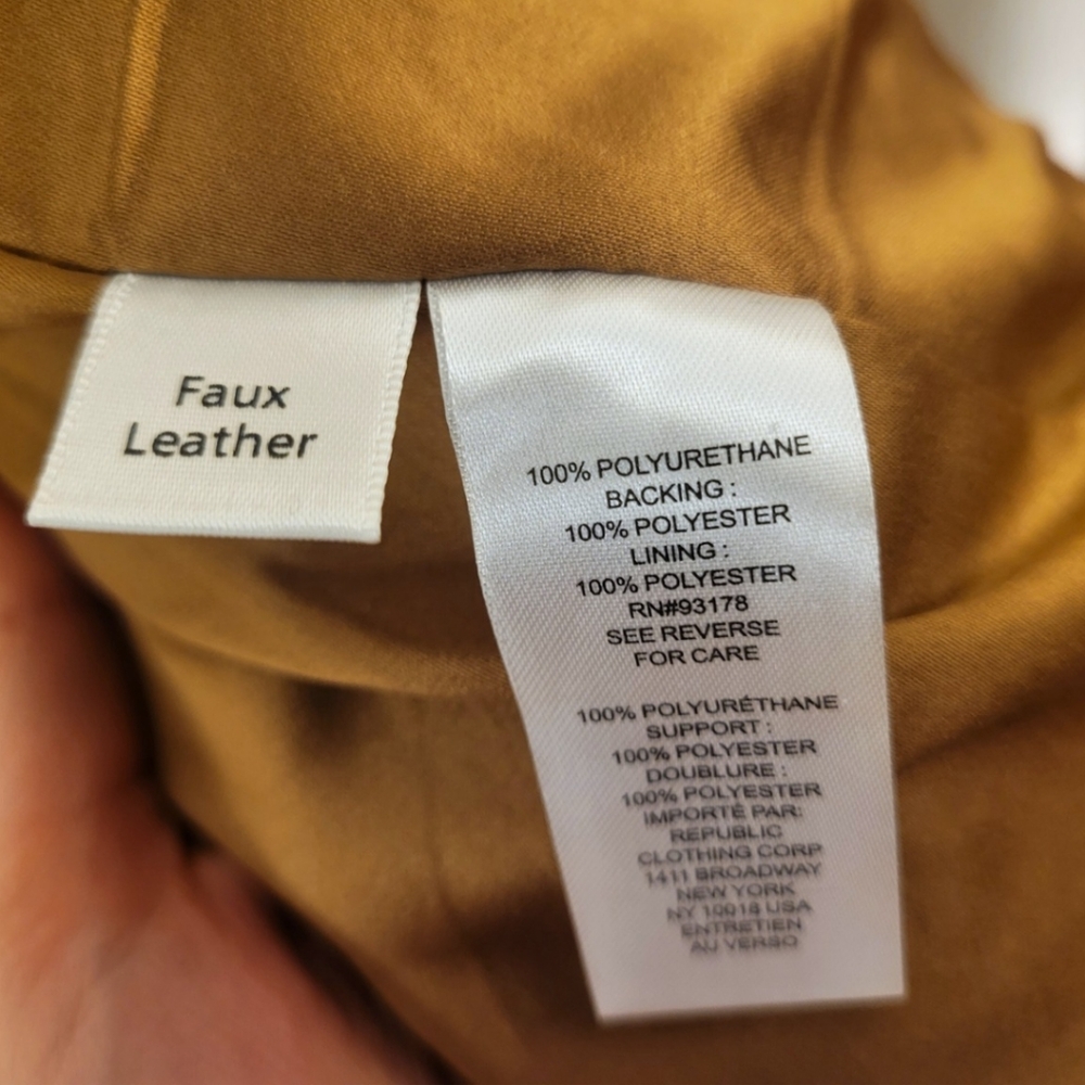 Elie Tahari Women Size M Trench Coat Faux Leather Tan Quiet Luxury Spring Preppy - Picture 6 of 7